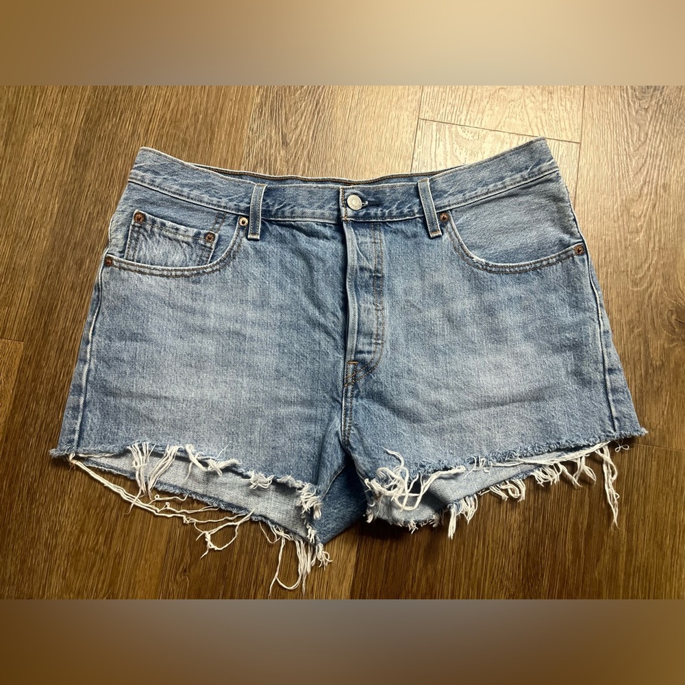 Women’s Levi's 501 Light Blue Distressed Denim Cutoff Shorts